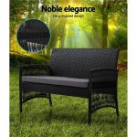 Gardeon Outdoor Furniture Set Wicker Cushion 4pc Black - Image 5