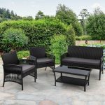 Gardeon Outdoor Furniture Set Wicker Cushion 4pc Black - Image 8