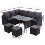Gardeon Outdoor Furniture Dining Setting Sofa Set Lounge Wicker 9