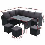 Gardeon Outdoor Furniture Dining Setting Sofa Set Lounge Wicker 9 - Image 2