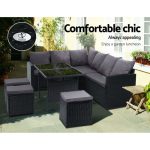 Gardeon Outdoor Furniture Dining Setting Sofa Set Lounge Wicker 9 - Image 2
