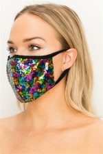 FASHION MASK 101-FL6-MULTI-SW315-sequin double layer contoured face - Image 2