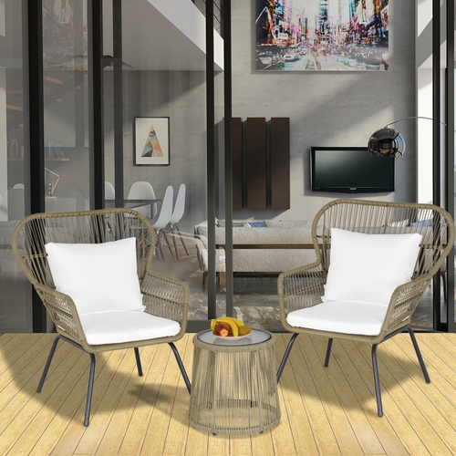 a406db3d2c52833dca0ee77e2b04658b.jpg Outsunny 3 Pieces Outdoor Patio Bistro Set Wicker Rattan Furniture 2 - Image 1