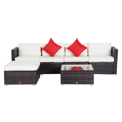 a5d6a7544b0e74464d81d5dead3bd0af.jpg Outsunny 6pc Patio Rattan Wicker Set Outdoor Sectional Furniture - Image 1