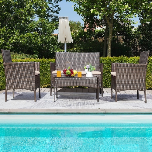 a7f3579230da08696386e57bc83d2181.jpg Patio Furniture 4 Pieces Conversation Sets Outdoor Wicker Rattan - Image 1