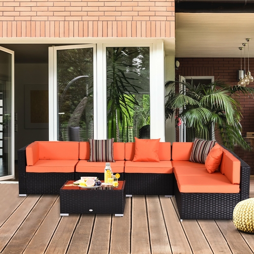 aa967b3c04b6f1acb944f36c54506db2_2.jpg Outsunny 7 Piece Rattan Sofa Set Wicker Garden Outdoor Furniture - Image 1