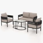 5-Piece Outdoor Furniture Set with Thick Cushions and Coffee Table, - Image 7