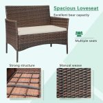 Patio Furniture 4 Pieces Conversation Sets Outdoor Wicker Rattan - Image 5