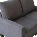 Modern Living Room Furniture Loveseat in Dark Grey Fabric - Image 5