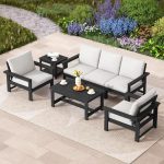 HDPE Outdoor Patio Furniture Set, 7-Piece Outdoor Sectional Patio