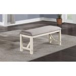 Dining Room Furniture 1x Bench Gray Fabric Cushion Seat White Clean - Image 4