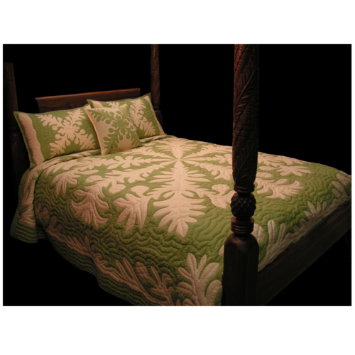 data-10.png Hawaiian Quilt Bedspread – Reversible Ulu Design - Image 1