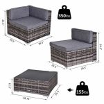 Outsunny 7pc Rattan Furniture Set w/ Side Table Lounge Sofa Cushion - Image 4