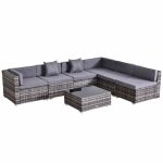 Outsunny 7pc Rattan Furniture Set w/ Side Table Lounge Sofa Cushion - Image 6