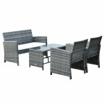Outsunny 4Pcs Rattan Sofa Set Patio Wicker Furniture Garden Lawn Chair - Image 2