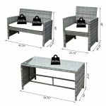 Outsunny 4Pcs Rattan Sofa Set Patio Wicker Furniture Garden Lawn Chair - Image 4