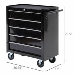 HOMCOM 5 Drawers Wheels Storage Cart Tool Chest Box Home Furniture - - Image 5