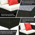 Outsunny 6pc Patio Rattan Wicker Set Outdoor Sectional Furniture - Image 3