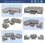 7 Pieces Outdoor Patio Furniture Set, Wicker Sectional Sofa Set Rattan - Image 6