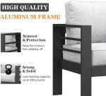 5 Pieces Modern Aluminum Patio Furniture Set, Outdoor Conversation - Image 4