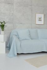 Baby Blue linen couch cover - Image 3