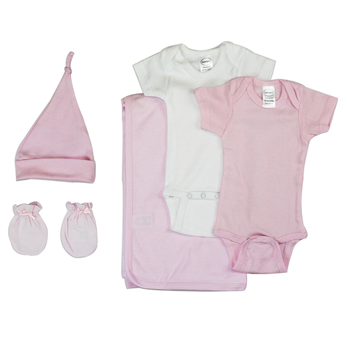001B_003B_1100P_116P_3200P.jpg Newborn Baby Girl 5 Pc Layette Baby Shower Gift - Image 1