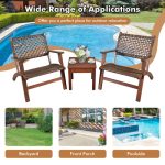 3 Pieces Outdoor Wooden Patio Rattan Furniture Set - Image 8
