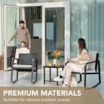 3 Piece Rocking Bistro Set Wicker Patio Outdoor Furniture Porch Chairs - Image 3