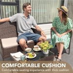 4 Pieces Outdoor Patio Furniture Set, PE Rattan Wicker Chairs Balcony - Image 3