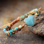 Amazonite Heart Charm Macrame Bracelet - Image 6