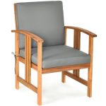 3 Pieces Solid Wood Outdoor Patio Sofa Furniture Set - Image 7