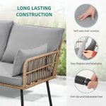 4 Pieces Patio Furniture Set, Outdoor Wicker Conversation Sectional - Image 2