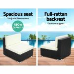 2PC Gardeon Outdoor Furniture Sofa Set Wicker Rattan Garden Lounge - Image 5