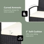 3 Pieces Patio Wicker Rattan Furniture Set with Cushions for Lawn - Image 9