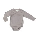 Smart Long Sleeve Kimono Bodysuit + Bib - Gray - Image 4