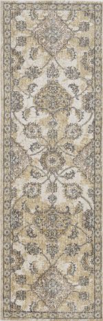 2inches x 7inches Ivory Sand Floral Vine Wool Indoor Runner Rug - Image 4