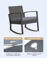 3 Pieces Patio Furniture Set Rocking Bistro Set Outdoor Rattan - Image 2