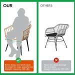 3 Piece Patio Bistro Set, Outdoor Wicker Apartment Balcony Furniture - Image 2