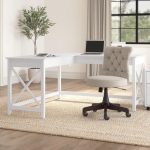 Bush Furniture Key West 60W Modern Farmhouse L Shaped Desk in Pure - Image 2