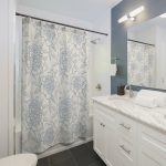 Blue Floral Outline Shower Curtain - Image 2