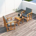 3 Pieces Solid Wood Outdoor Patio Sofa Furniture Set - Image 2