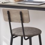 Bar Table Set With 2 Bar Stools PU Soft Seat With Backrest, Grey - Image 6