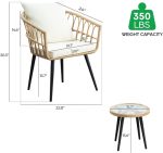 3 Piece Patio Bistro Set, Outdoor Wicker Apartment Balcony Furniture - Image 6