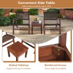 3 Pieces Outdoor Wooden Patio Rattan Furniture Set - Image 2