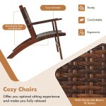 3 Pieces Outdoor Wooden Patio Rattan Furniture Set - Image 9