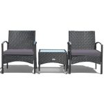 3 Pieces Patio Wicker Rattan Furniture Set with Cushions for Lawn - Image 13
