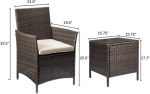 Patio Porch Furniture Sets 3 Pieces PE Rattan Wicker Chairs with Table - Image 6