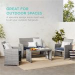 4-Piece Outdoor Wicker Patio Conversation Furniture Set for Backyard - Image 6