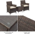Patio Porch Furniture Sets 3 Pieces PE Rattan Wicker Chairs with Table - Image 4