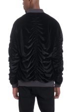 Velour Cinch Sleeve Bomber Jacket - Image 3